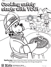 Cooking Safety Starts with you coloring sheet