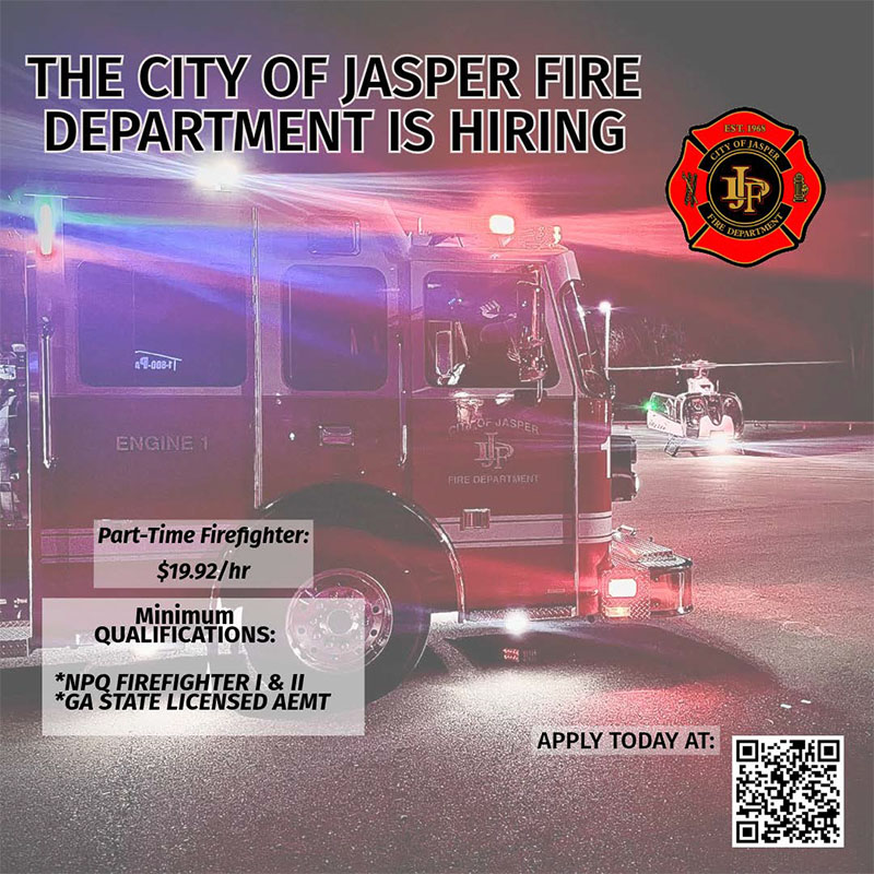 Current City of Jasper Now Hiring Firefighter/AEMT
