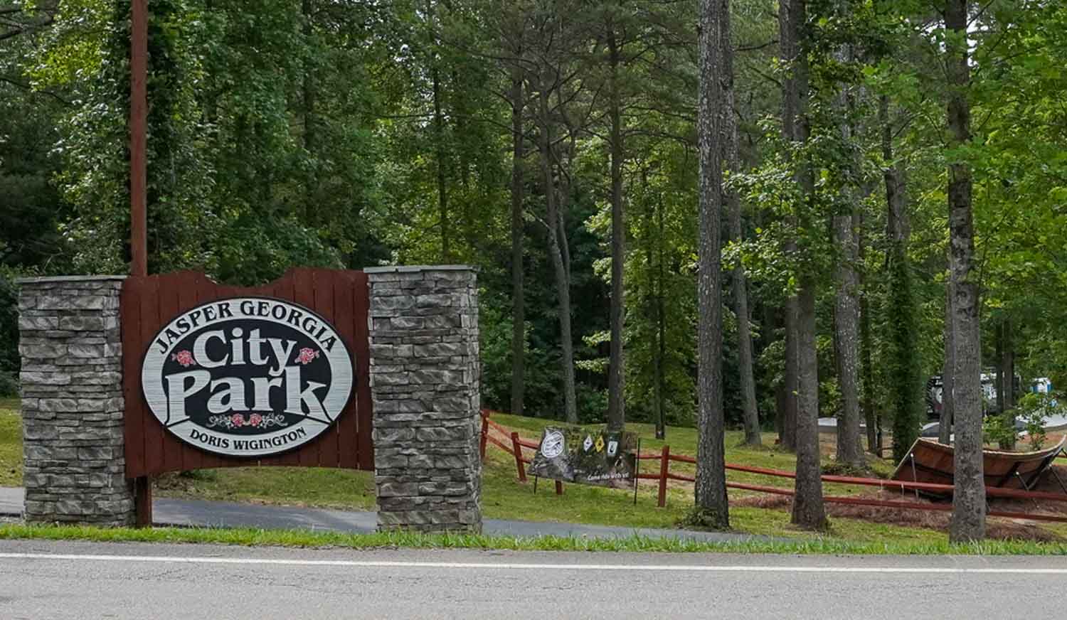 Doris Wigington Park entrance on Lumber Company Road
