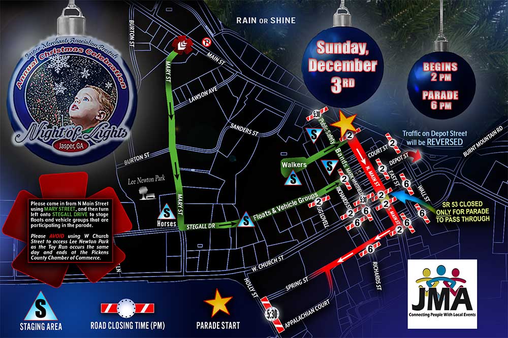 Night of Lights Celebration and Parade Road Closures on December 3, 2023