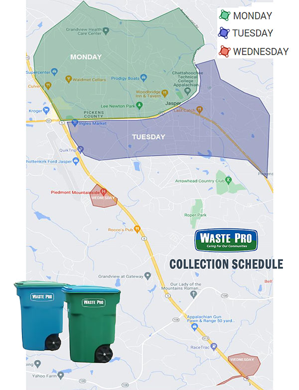 Waste Pro Map of Pickup Schedule